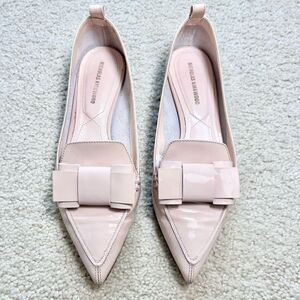 Nicholas Kirkwood Bow Accent Patent Leather Beya Flats Blush Size 35